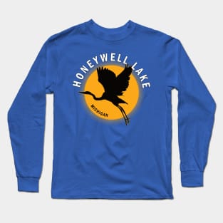Honeywell Lake in Michigan Heron Sunrise Long Sleeve T-Shirt